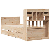 ZNTS Bookcase Bed without Mattress 75x190 cm Small Single Solid Wood Pine 3308945