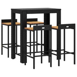 5 Piece Garden Bar Set Black Poly Rattan&Solid Wood Acacia 3187708