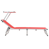 Sun Lounger Red Aluminium Standard Collapsible 312459