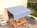 Manual Retractable Awning with Blind 3,5x2,5m Blue&White 3069276