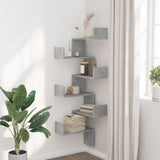 ZNTS Wall Corner Shelf Concrete Grey 45x45x147 cm Engineered Wood 852639