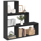 Room Divider Bookcase 3-Tier Black 123x29x123 cm Engineered Wood 857986