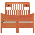 ZNTS Bed Frame without Mattress Wax Brown 135x190 cm Double Solid Wood Pine 3323394