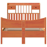 ZNTS Bed Frame without Mattress Wax Brown 135x190 cm Double Solid Wood Pine 3323394
