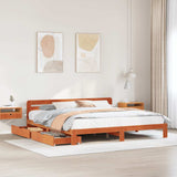 Bed Frame without Mattress Wax Brown 200x200 cm Solid Wood Pine 3309859
