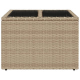 Garden Table with Glass Top Beige 55x55x37 cm Poly Rattan 366058