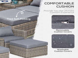 5 Piece Rattan Garden Furniture Set w/ 10cm Thick Cushions, Aluminium Frame Wicker Outdoor Balcony T3398P320098