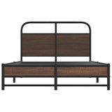 Bed Frame without Mattress 135x190 cm Brown Oak Engineered Wood 4100481