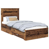 Bed Frame with Headboard Old Wood 100 x 200 cm Engineered Wood 3410025