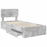 Bed Frame Concrete Grey 100 x 200 cm Engineered Wood 3412412