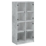 Highboard with Doors Concrete Grey 68x37x142 cm Engineered Wood 3295860