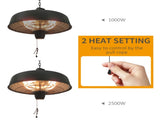 Adjustable Power 1000/2500W Infrared Halogen Electric Patio Light Heater, Ceiling Hanging Mount T3398P377730