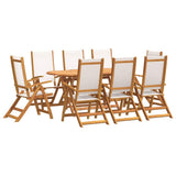 9 Piece Garden Dining Set Solid Wood Acacia and Textilene 3279285