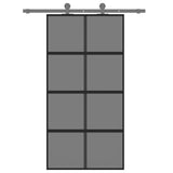 Sliding Door Black 102.5x205 cm Tempered Glass and Aluminium 155227
