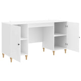 Desk with Shelf Gloss White 142.5 x 50 x 75 cm Engineered Wood 3414580