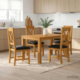 Dining Set 5 pcs Black Solid Oak Wood 3430364