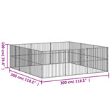 Dog Playpen 12 Panels Black Galvanised Steel 3209554