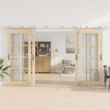 Sliding Door Hardware Kit 400 cm Stainless Steel Silver 3295768