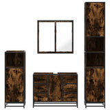 4 Piece Bathroom Furniture Set Smoked Oak Engineered Wood 3301202