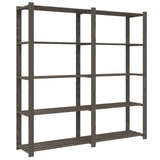 5-Tier Storage Rack Grey 170x38x170 cm Solid Wood Pine 373384