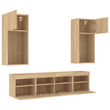 5 Piece TV Wall Units with LED Sonoma Oak Engineered Wood 3216745