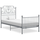 Bed Frame Grey Powder-coated metal Single Durable Bed Frame 324843