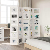 Room Divider 5 Panels White Solid Wood Paulownia 358695