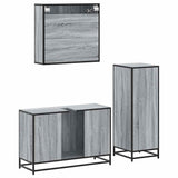 3 Piece Bathroom Furniture Set Grey Sonoma Engineered Wood 3301043