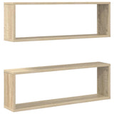 Wall Cube Shelf 2 pcs Sonoma Oak 80x15x26.5 cm Engineered Wood 807115
