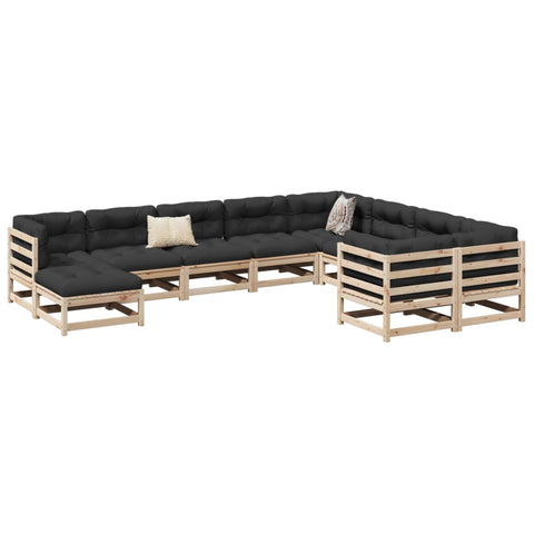 ZNTS 10 Piece Garden Sofa Set Solid Wood Pine 3299636