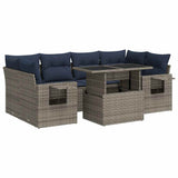 7 Piece Garden Sofa Set with Cushions Grey Poly Rattan 3326432