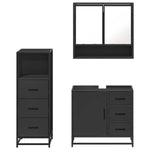ZNTS 3 Piece Bathroom Furniture Set Black Engineered Wood 3301045