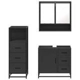 ZNTS 3 Piece Bathroom Furniture Set Black Engineered Wood 3301045