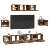 TV Cabinet Set Wall-mounted 7 pcs Old Wood Engineered Wood 3393408