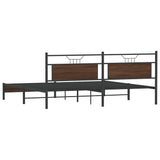 Metal Bed Frame without Mattress Brown Oak 193x201 cm 3325129