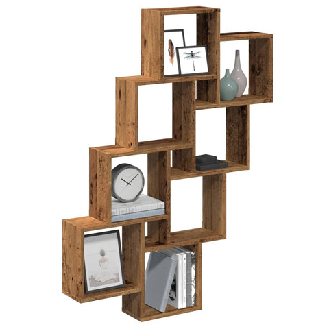 ZNTS Wall Cube Shelf Old Wood 90x15x119.5 cm Engineered Wood 856596