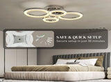 LED Light, Modern 4 Rings Lamp with Wall Switch Control, 40W 4350lm Flush Mount T3398P425161