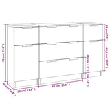 3 Piece Sideboard Set Grey Sonoma Engineered Wood 3115826
