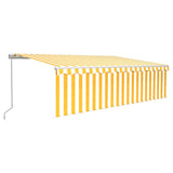 Manual Retractable Awning with Blind 5x3m Yellow&White 3069338