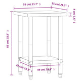 Kitchen Work Table 55x55x85 cm Stainless Steel 376453
