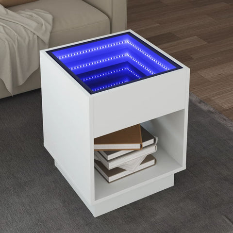 ZNTS Coffee Table with Infinity LED White 40x40x50 cm 847644