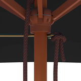 Garden Parasol with Wooden Pole Black 150x200 cm 313884