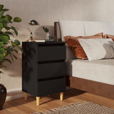 Bed Cabinet with Solid Wood Legs Black 40x35x69 cm 805889