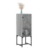 Side Cabinet with Glass Doors Grey Sonoma 35x37x100 cm 836558