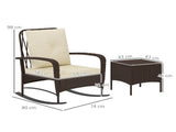 Three-Piece Rocking Chair Rattan Bistro Set - Brown T3398P328501