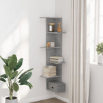 ZNTS Wall Corner Shelf Concrete Grey 36.5x36.5x140 cm Engineered Wood 852630