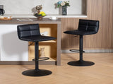 Set of Two Modern Faux Leather Bar Stools - Black T3398P423890