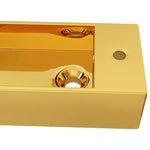 Wash Basin with Overflow 49x25x15 cm Ceramic Gold 143492