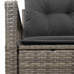 Garden Sofa with Cushion Grey 120 x 62 x 69cm Poly Rattan 42006764