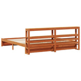 Bed Frame with Headboard Wax Brown 200 x 200 cm Solid Pine Wood 3422771